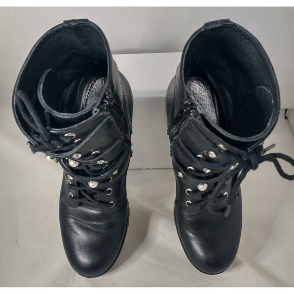 Girotti black pearl lace up leather combat boots Size EU 39 (Approx US 8.5) - Picture 8 of 14